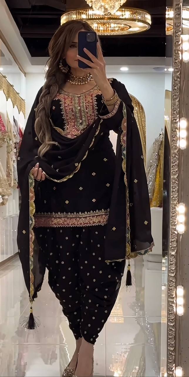 Deep Onyx Embroidered Festive Suit